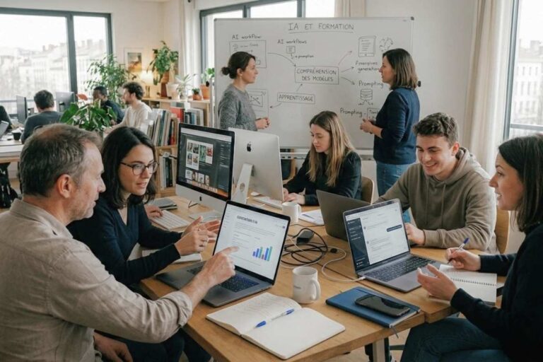 Collaborateurs en formation sur l’AI literacy et l’utilisation de l’intelligence artificielle en entreprise